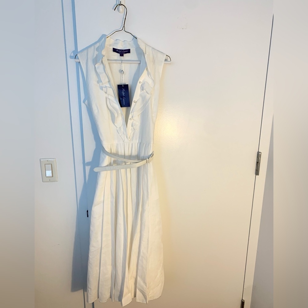 Ralph Lauren Collection Roald Pleated Linen Sleeveless Day Dress NWT - Picture 8 of 12